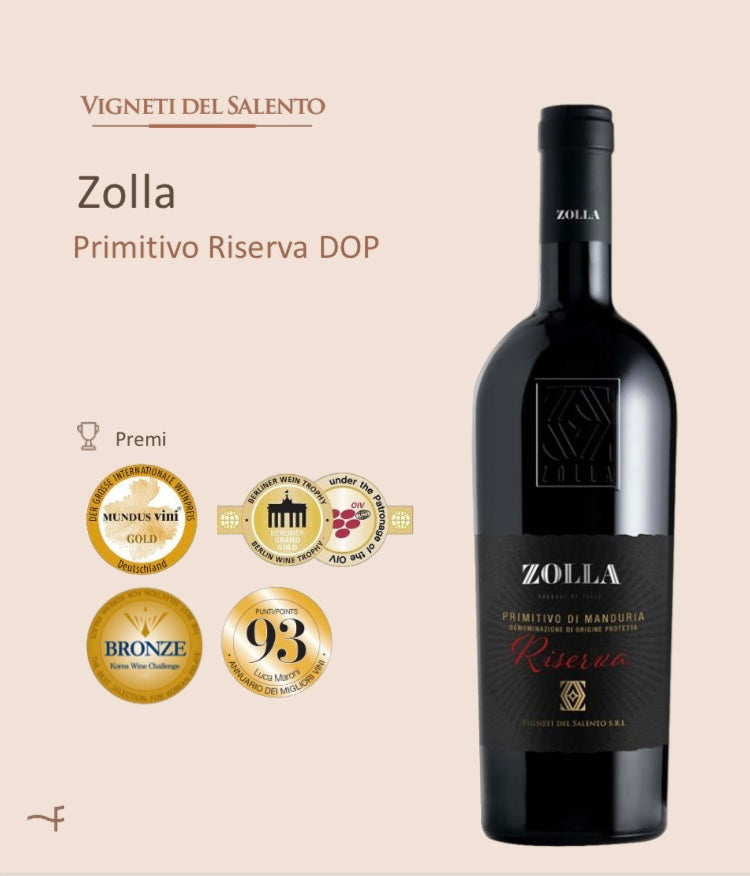 SALENTO VINEYARDS ZOLLA PRIMITIVE DI MANDURIA RISERVA FANTINI WINES